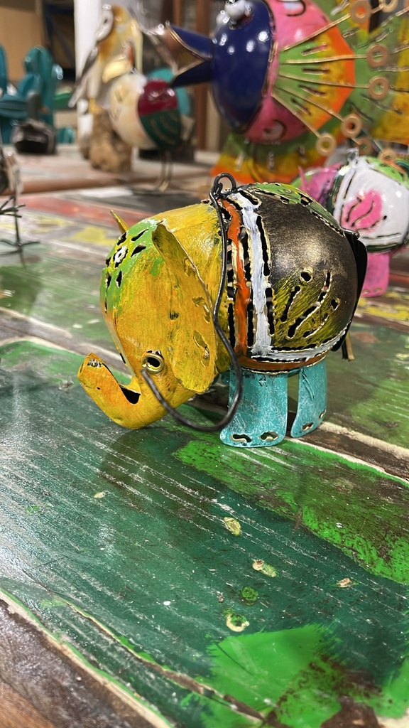 Mini Éléphant Jaune - Photophore - 10 x 9 x 12 cm