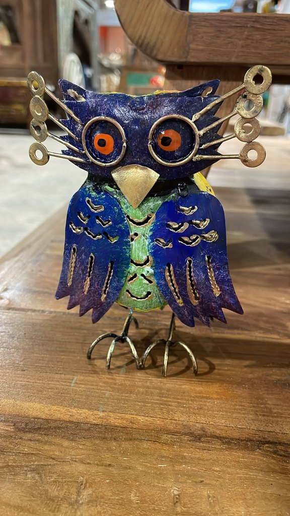 Petit Hibou Lunette Bleu - 14 x 10 x 6 cm