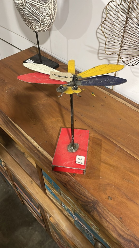 Libellule sur Socle Upcyling - 30 x 23 x 15 cm
