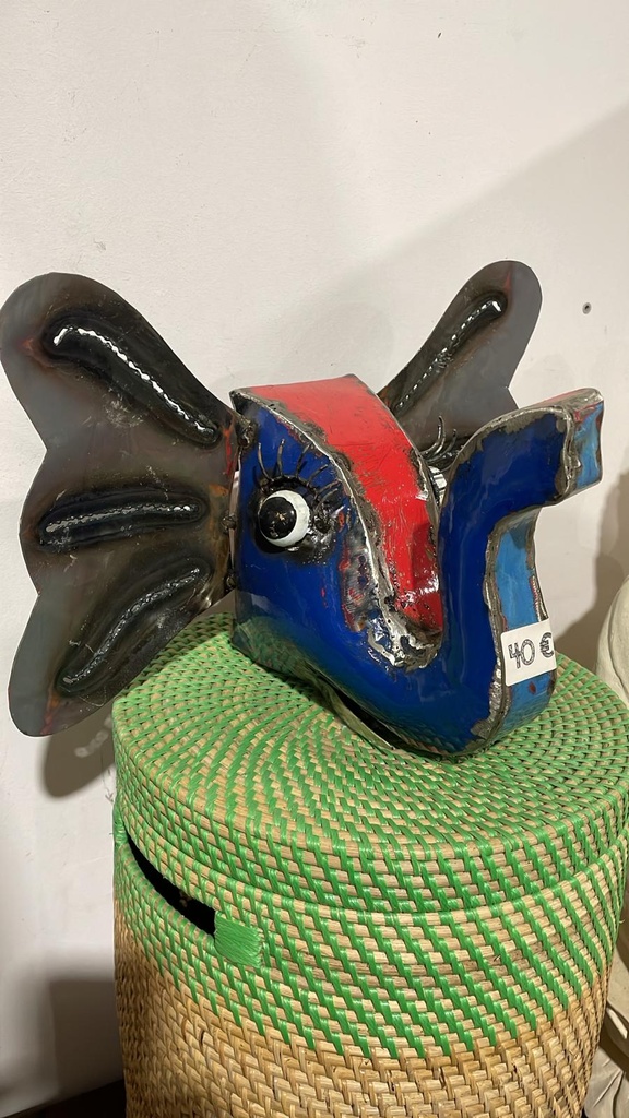 Trophée Tête d'Éléphant Upcycling - 30 x 35 x 28 cm