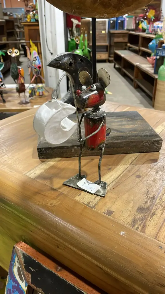 Souris Pêcheur - Upcycling - 22 x 20 x 8 cm