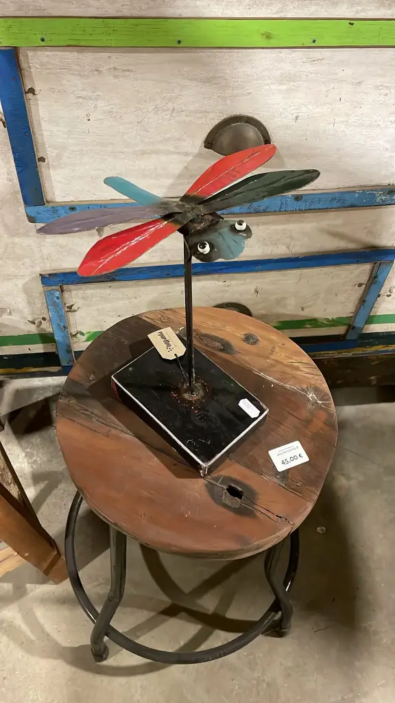Libellule sur Socle - Upcycling - 30 x 25 x 15 cm