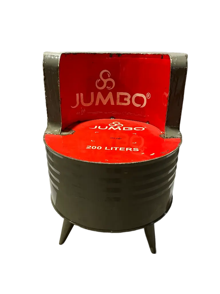 Fauteuil Simple Upcycling - Rouge & Gris - 75 x 58 x 58 cm