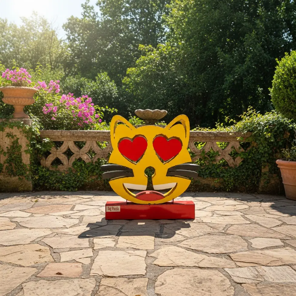 Emoji - 😻 - Chat souriant aux yeux en cœurs - 139 x 120 x 30 cm