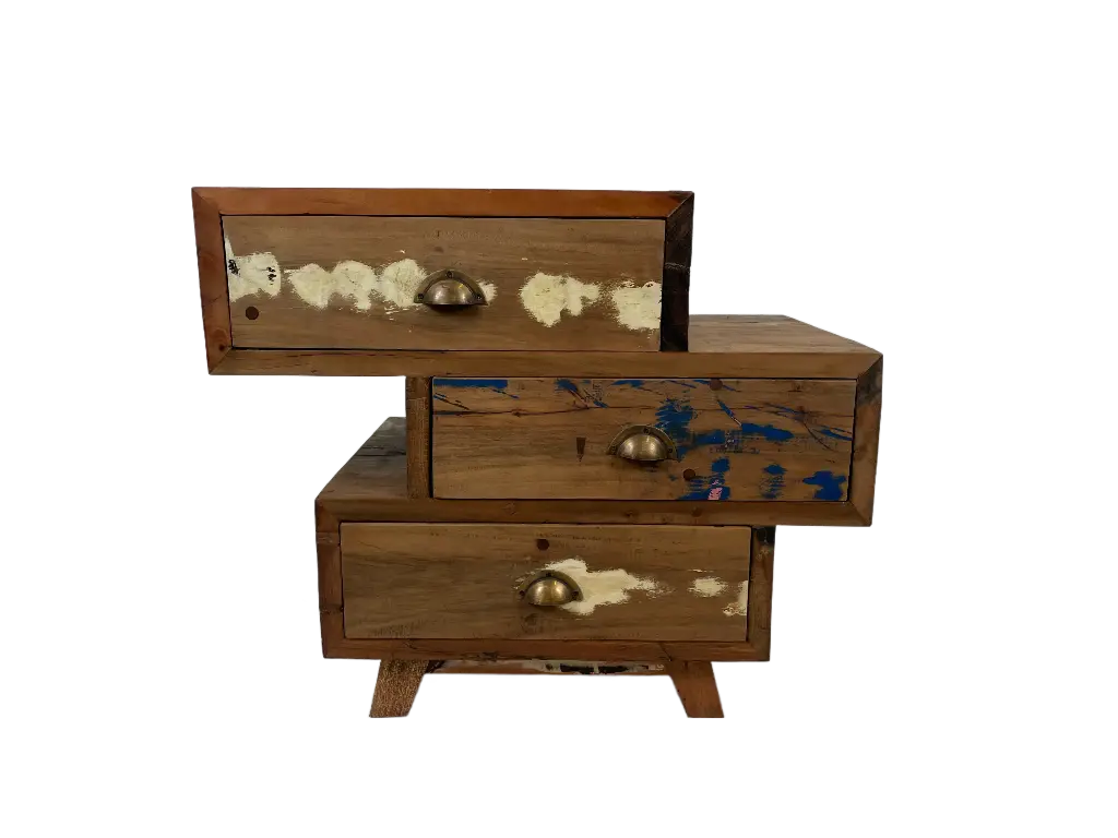 Table de Nuit Design - 3 Tiroirs - 60 x 70 x 40 cm