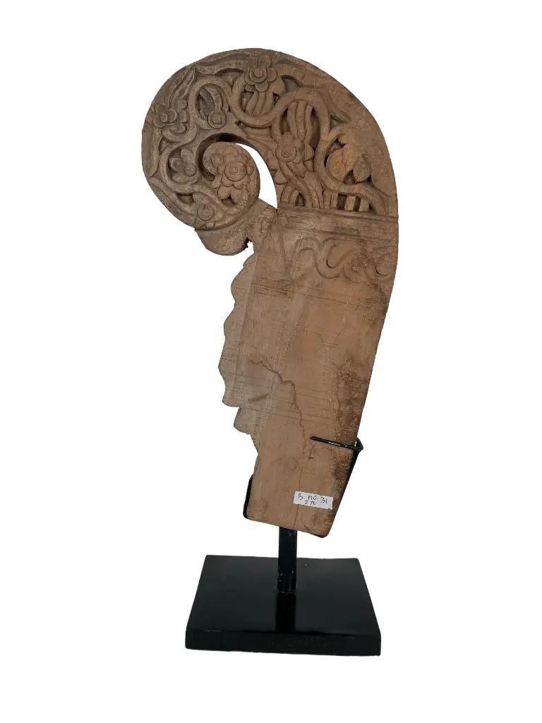 Élément de décoration en bois sculpté - 52 x 24 x 13,5 cm