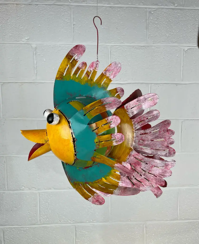 Poisson à Suspendre - Voilé - Jaune & Turquoise - 46 x 27 x 40 cm
