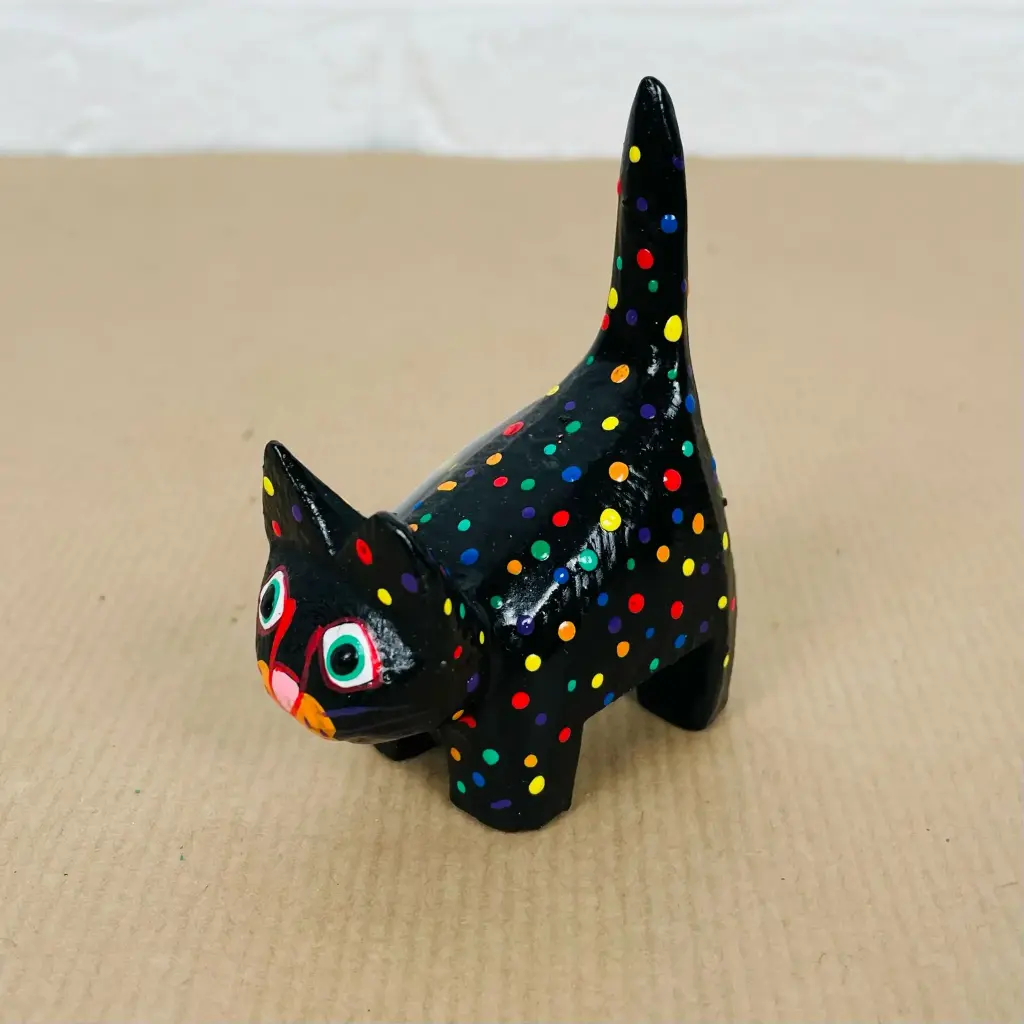 Chat Dali - Noir à Pois - 8 x 6 x 3 cm