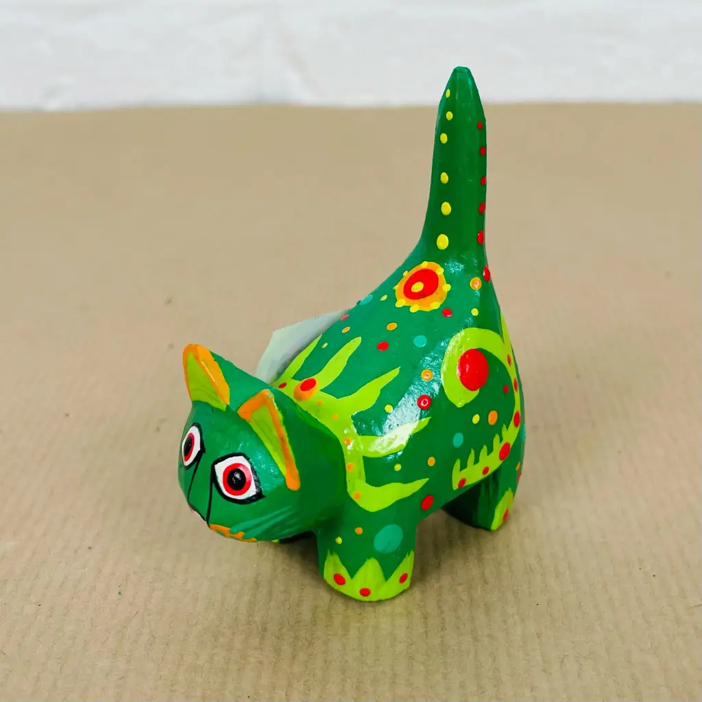 Chat Dali - Vert à Pois - 8 x 6 x 3 cm