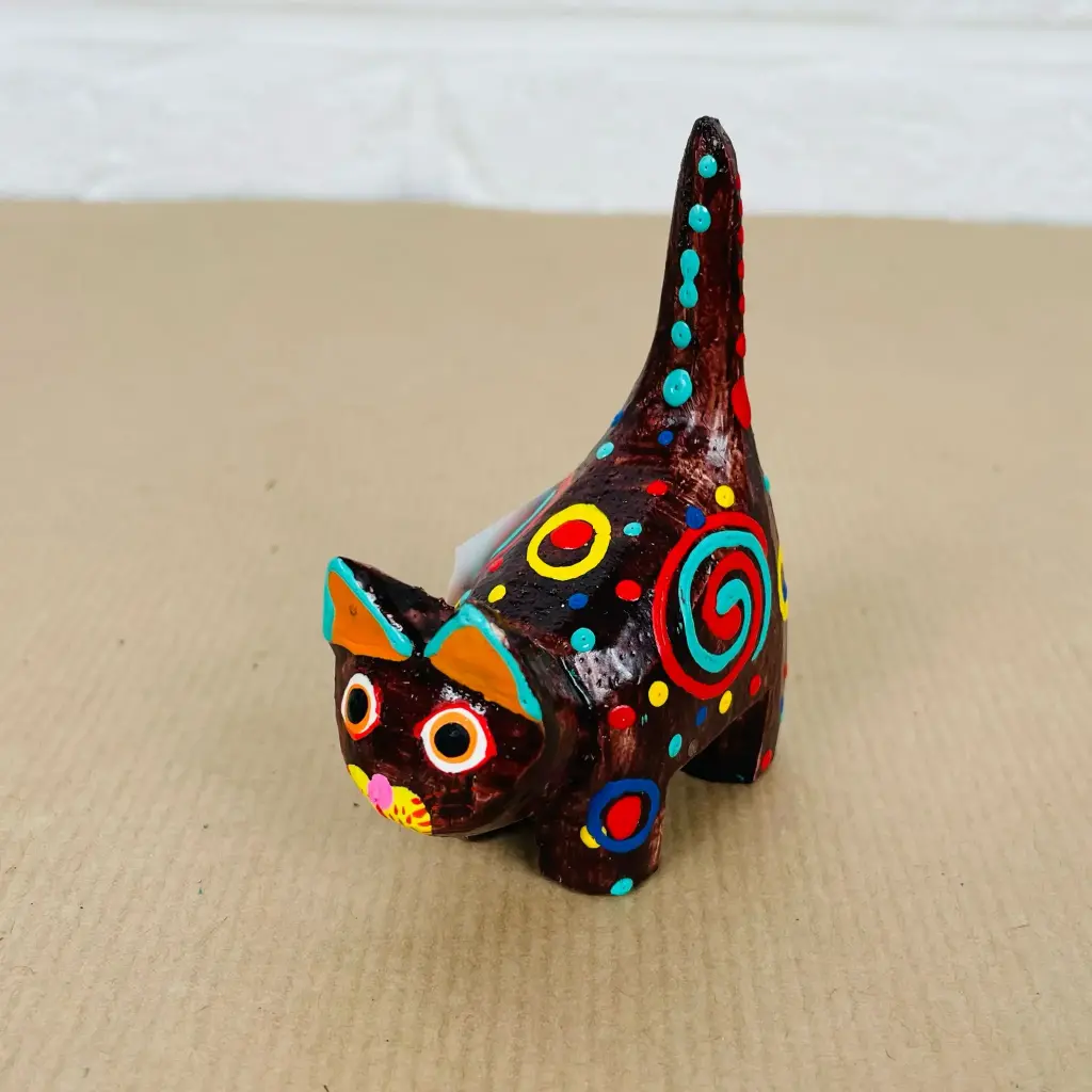 Chat Dali - Brun Spirale - 8 x 6 x 3 cm