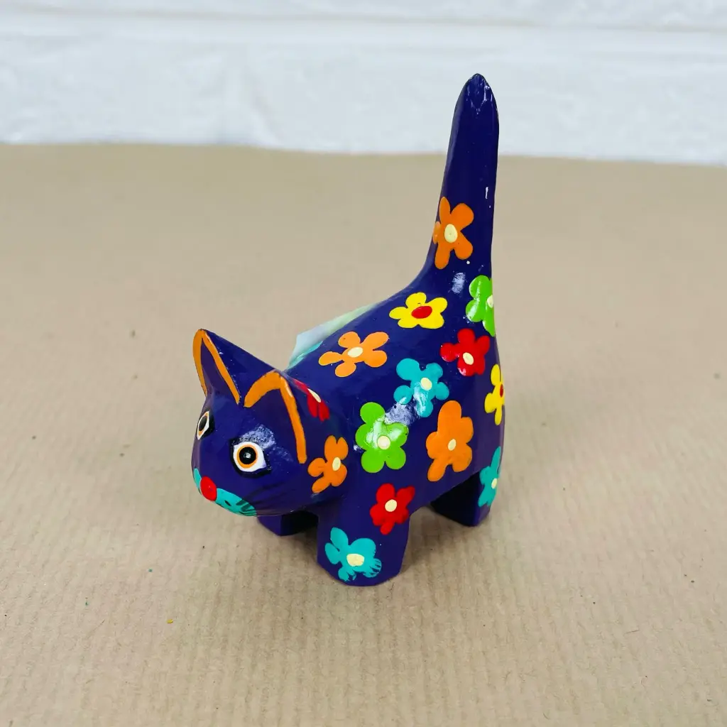 Chat Dali - Mauve à Fleur - 8 x 6 x 3 cm