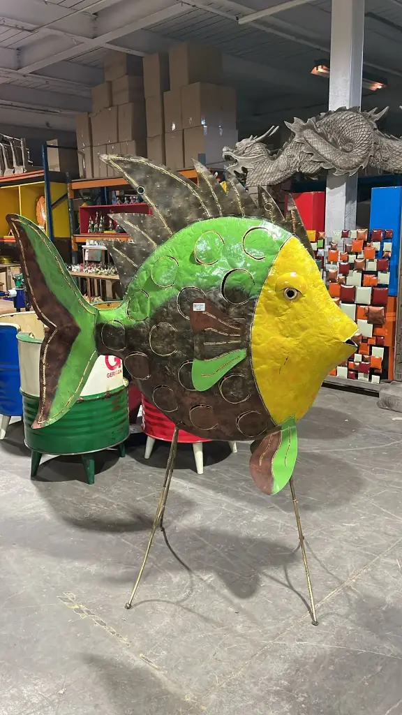 Poisson Daurade - Jaune, Or, Cuivre & Vert - 150 x 55 x 120 cm