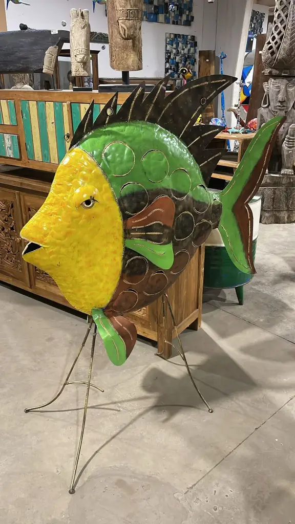 Poisson Daurade - Jaune, Or, Cuivre & Vert - 150 x 55 x 120 cm