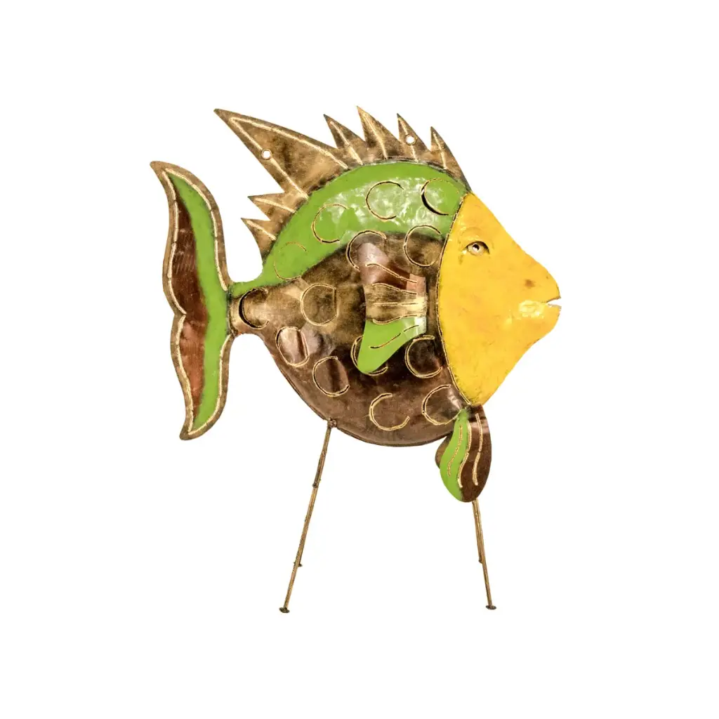 Poisson Daurade - Jaune, Or, Cuivre & Vert - 85 x 27 x 69 cm