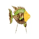 Poisson Daurade - Jaune, Or, Cuivre & Vert - 85 x 27 x 69 cm