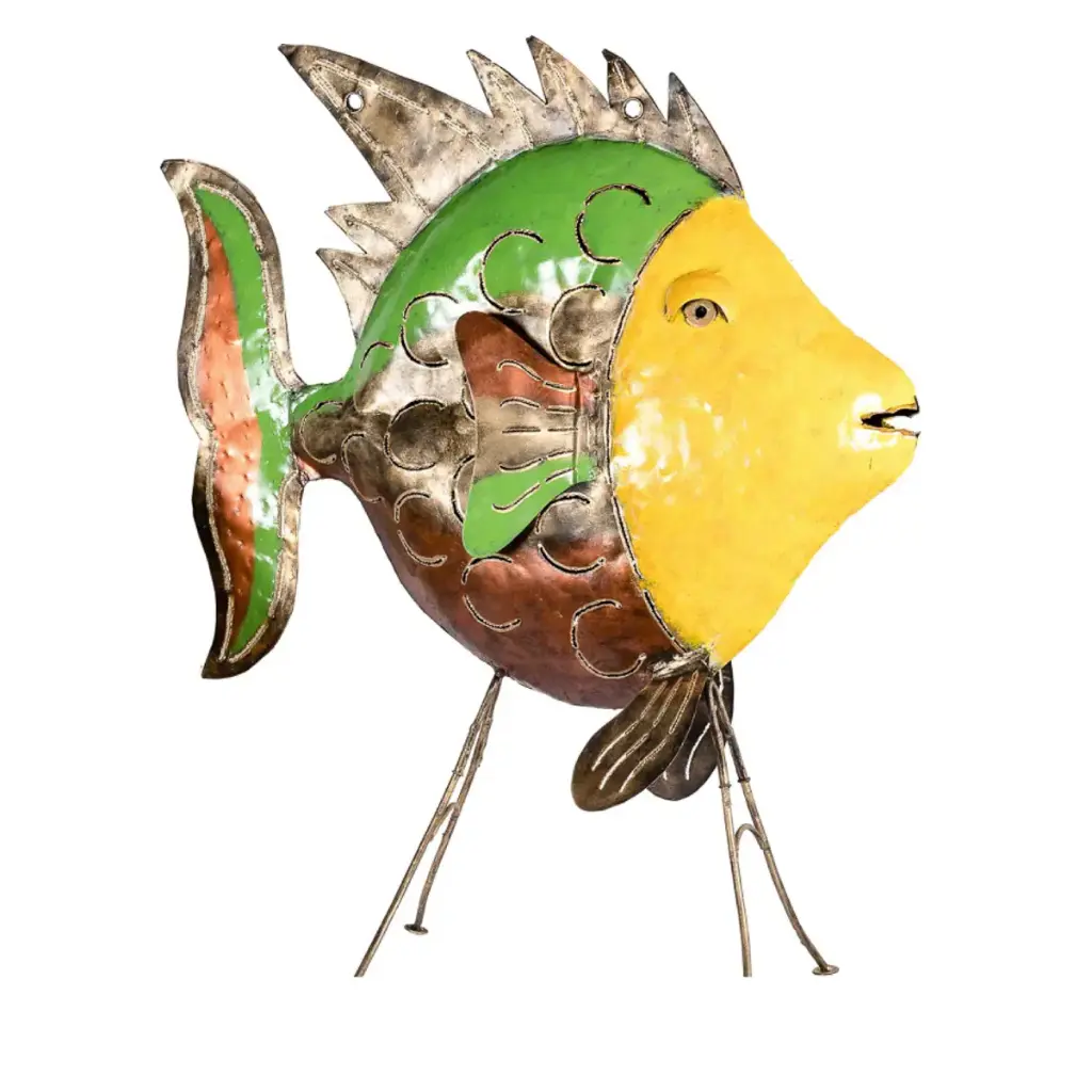 Poisson Daurade - Jaune, Or, Cuivre & Vert - 150 x 55 x 120 cm