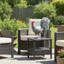 Coq - Argent & Rouge - 43 x 14 x 43 cm