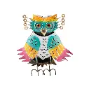 Hibou Lunette - 15 x 12 x 6 cm
