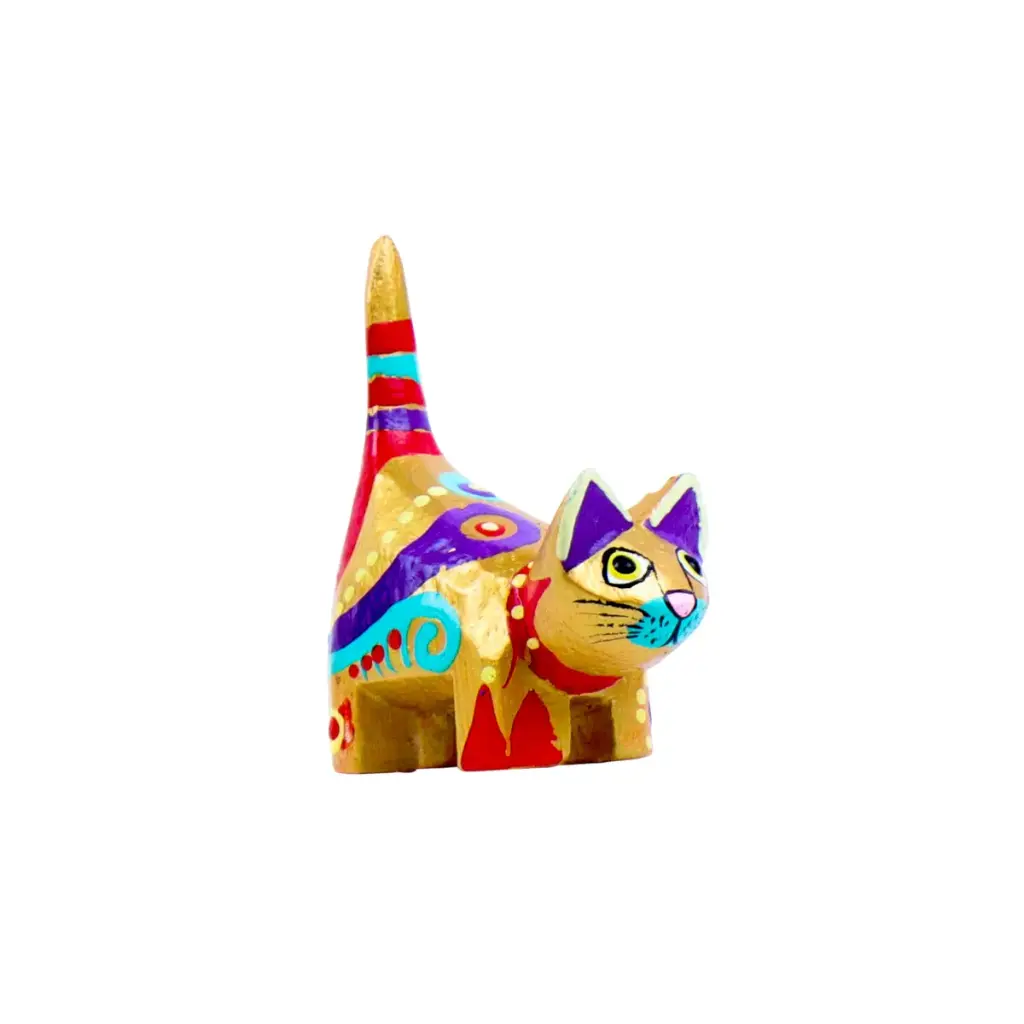 Chat Dali - Or & Mauve - 8 x 6 x 3 cm