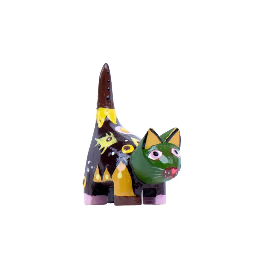 Chat Dali - Kaki & Noir - 8 x 6 x 3 cm