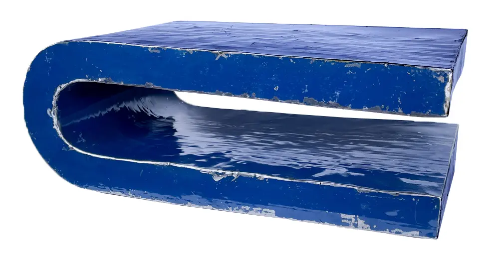 Table Basse en U Upcycling - Bleu - 30 x 80 x 40 cm
