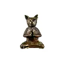 Chat Yoga Bronze - Noir & Or - 13 x 9 x 5 cm