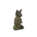 Chat Yoga Bronze - Vert Antique - 13 x 9 x 5 cm