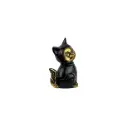 Chat Assis Bronze - Noir & Or - 8,5 x 5,5 x 4 cm