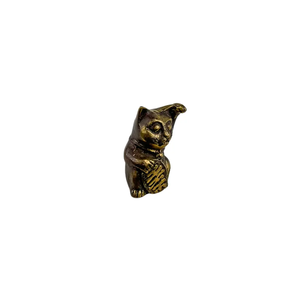 Chat Chanceux Bronze - Noir & Or - 6 x 3,5 x 3,5 cm
