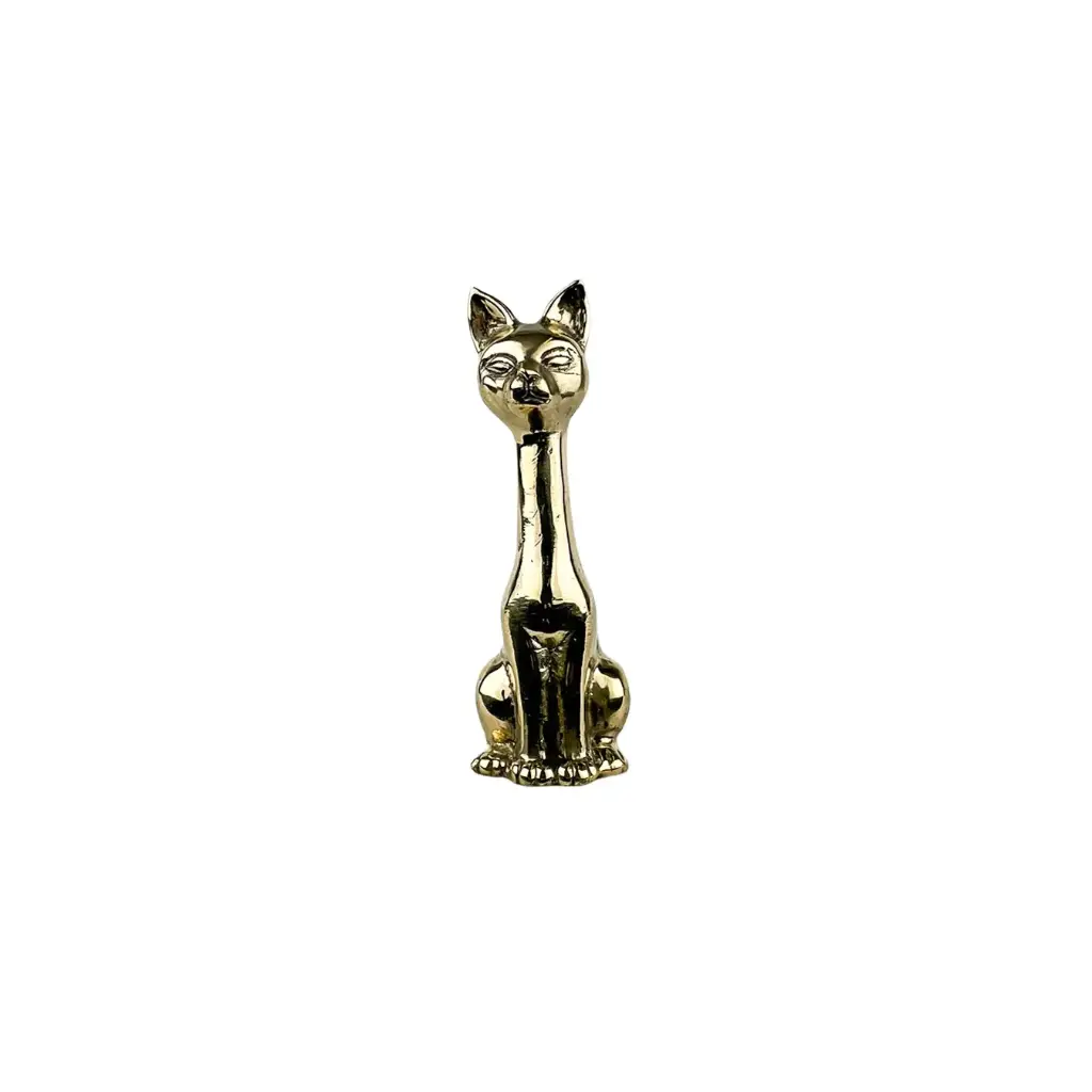 Chat Long Cou Bronze - Or - 10,5 x 3,5 x 5 cm