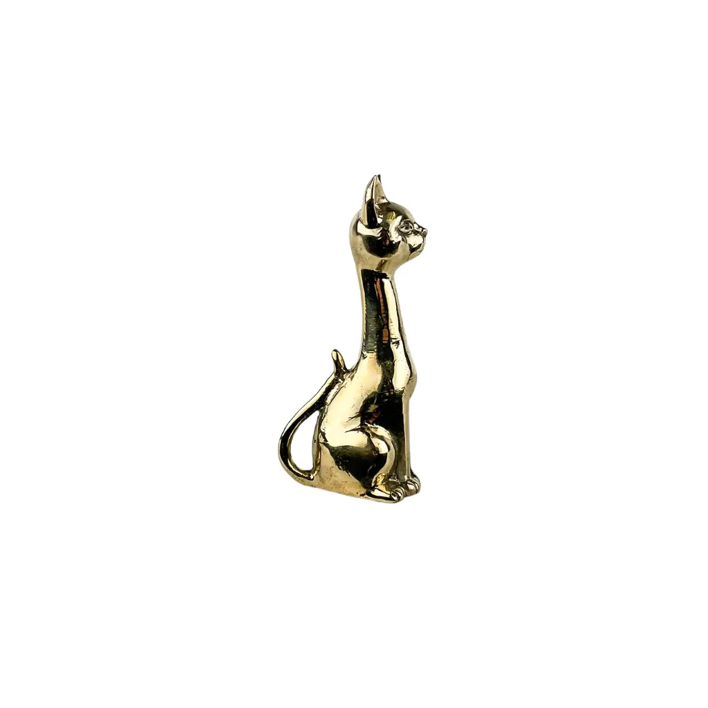 Chat Long Cou Bronze - Or - 10,5 x 3,5 x 5 cm