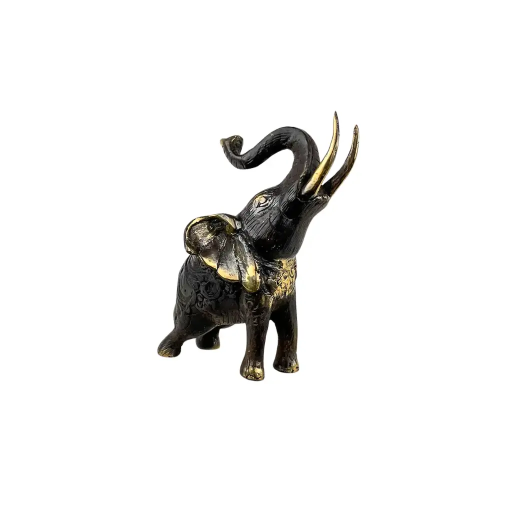 Eléphant Bronze - Noir & Or - 12 x 12 x 7 cm