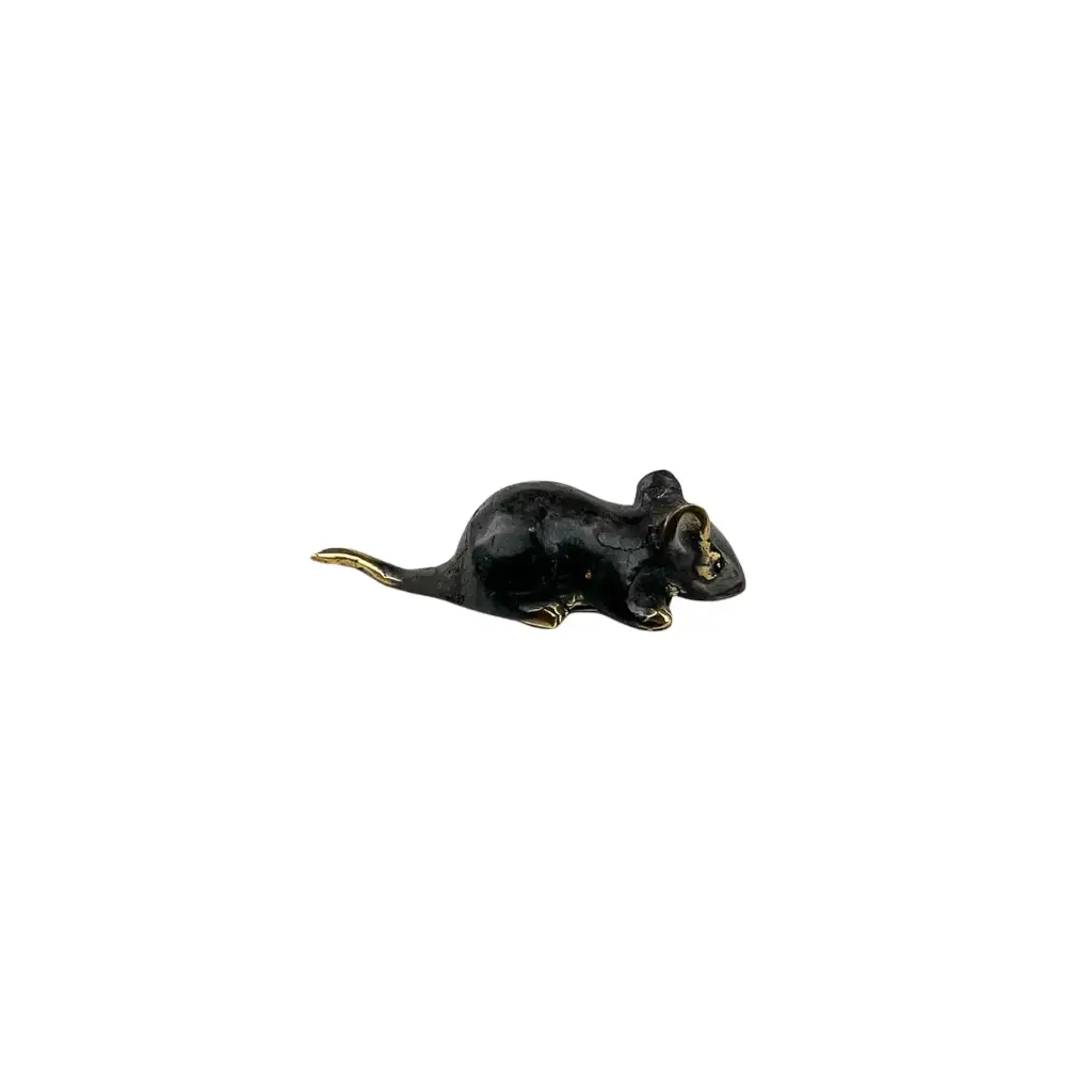 Souris Bronze - Noir & Or - 3 x 10,5 x 3 cm
