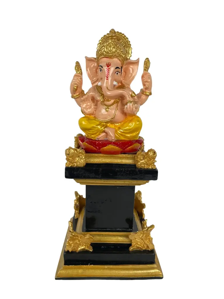 Statue - Ganesh sur Socle - 31 x 14 x 14 cm