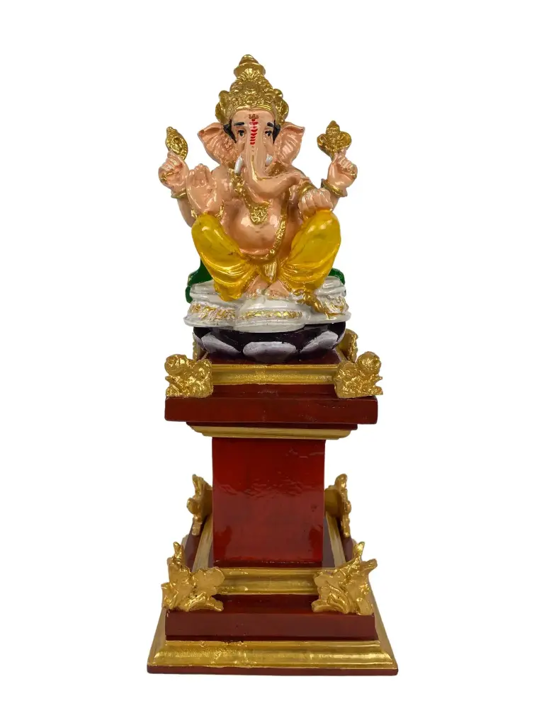 Statue - Ganesh sur Socle - 34 x 14 x 14 cm