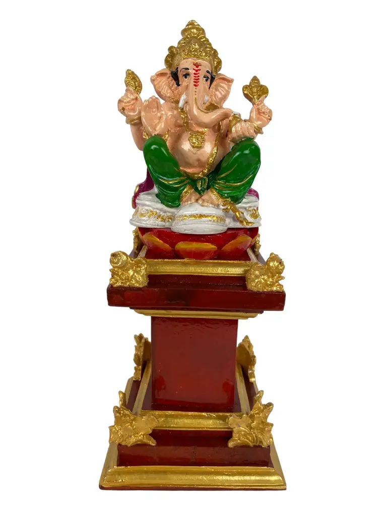 Statue - Ganesh sur Socle - 34 x 14 x 14 cm