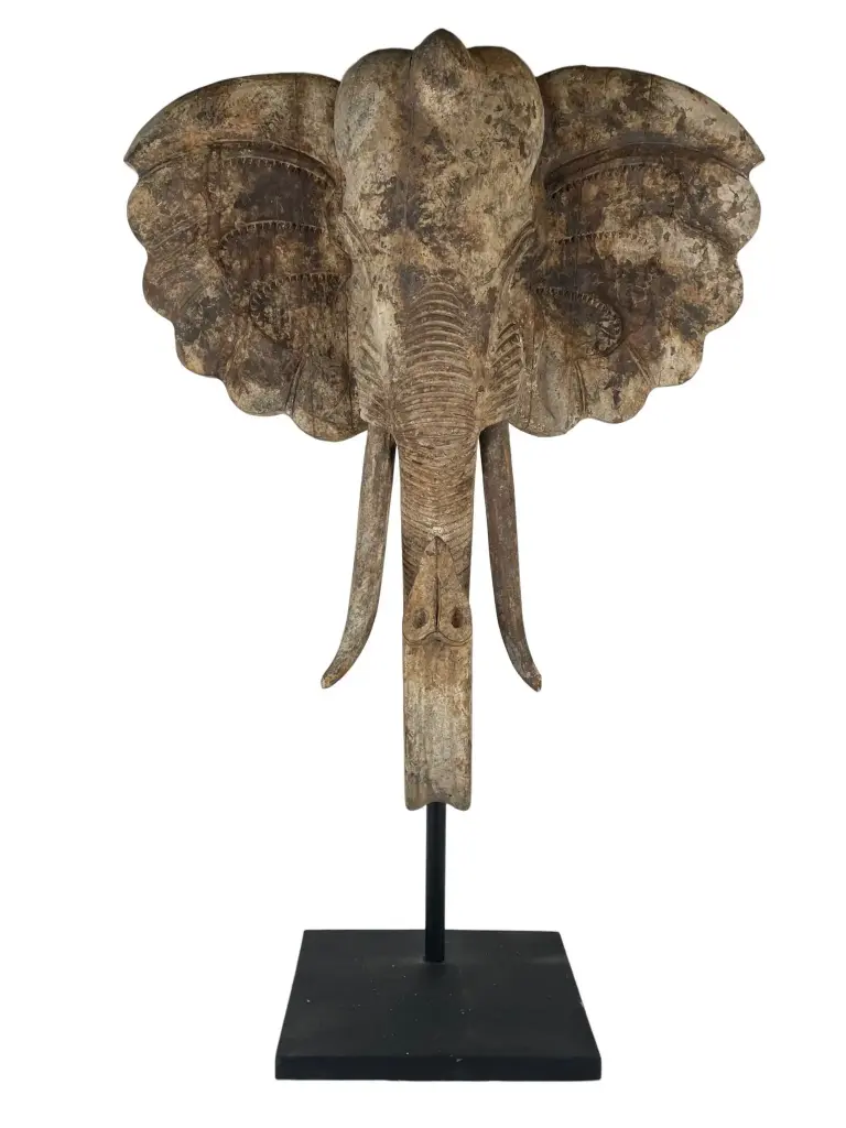 Tête d'Éléphant sur Socle - 135 x 87 x 35 cm