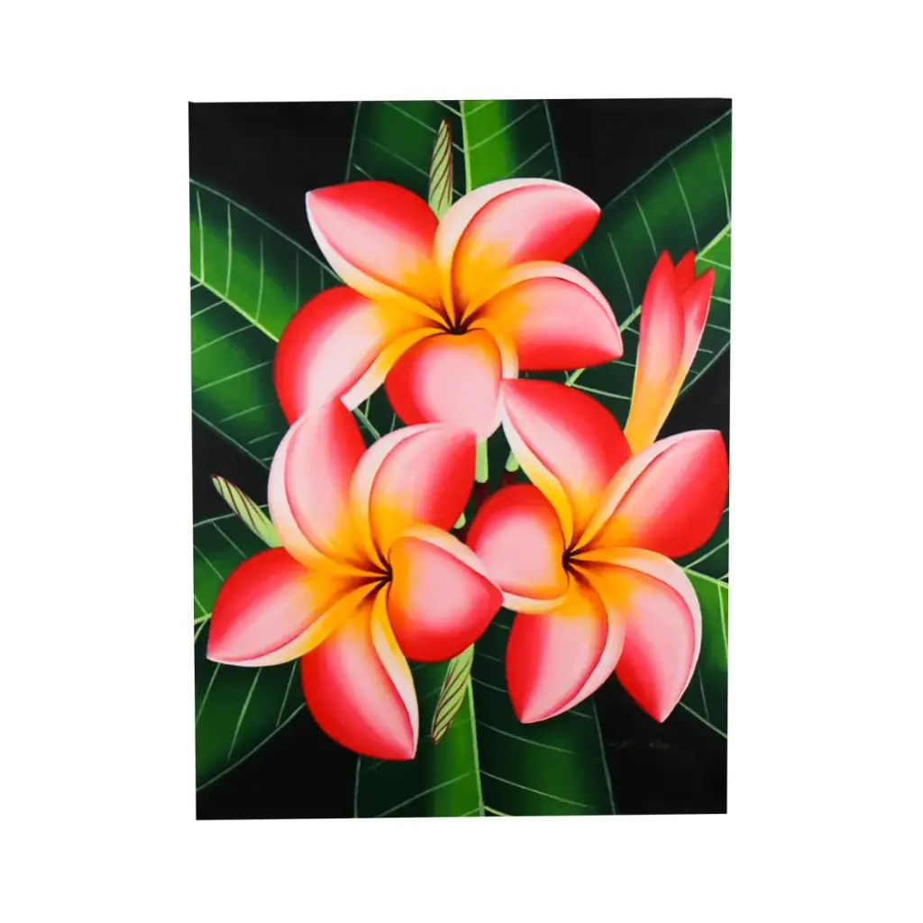 Peinture "Frangipanier" - Rose - 80 x 60 x 1,5 cm