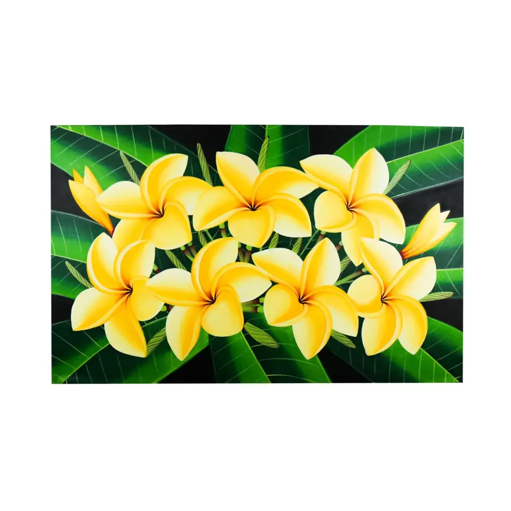 Peinture "Frangipanier" - Jaune - 85 x 135 x 3,5 cm