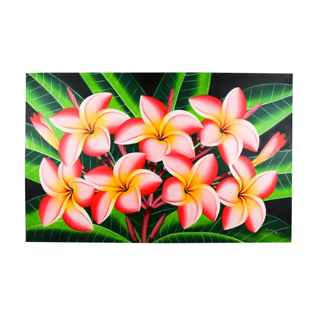 Peinture "Frangipanier" - Rose - 85 x 135 x 3,5 cm