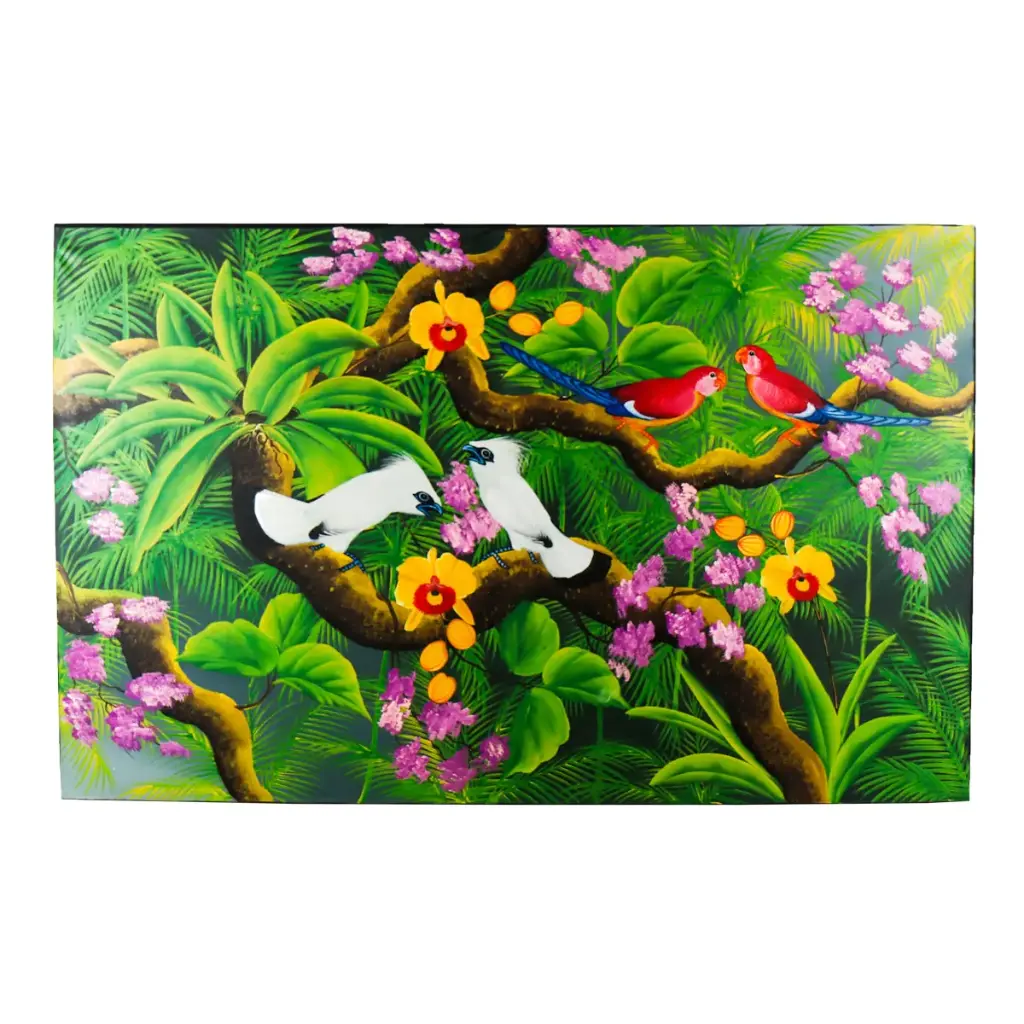 Peinture "Scène de Nature" - 85 x 135 x 3,5 cm