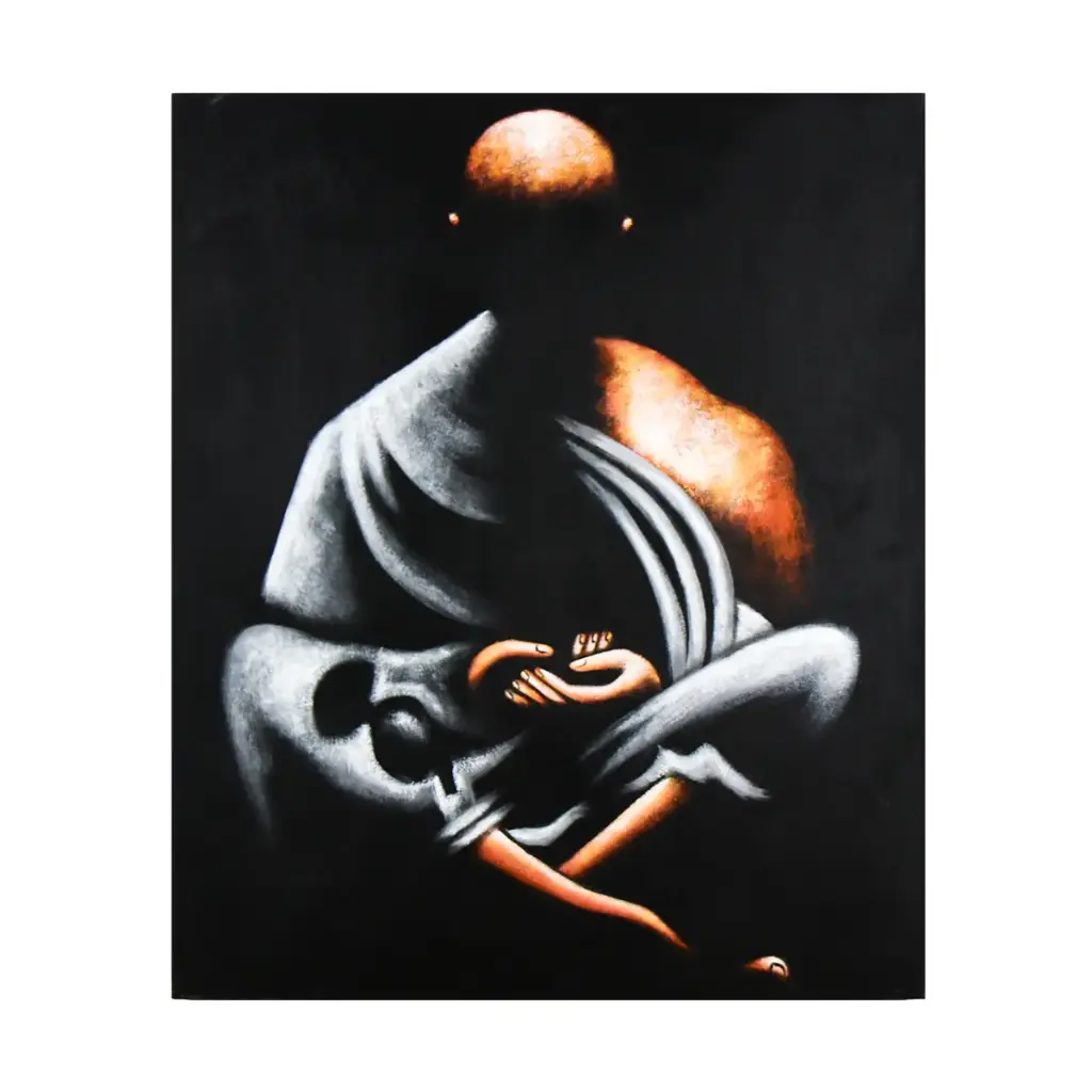 Peinture "Moine" - Gris - 120 x 100 x 4 cm