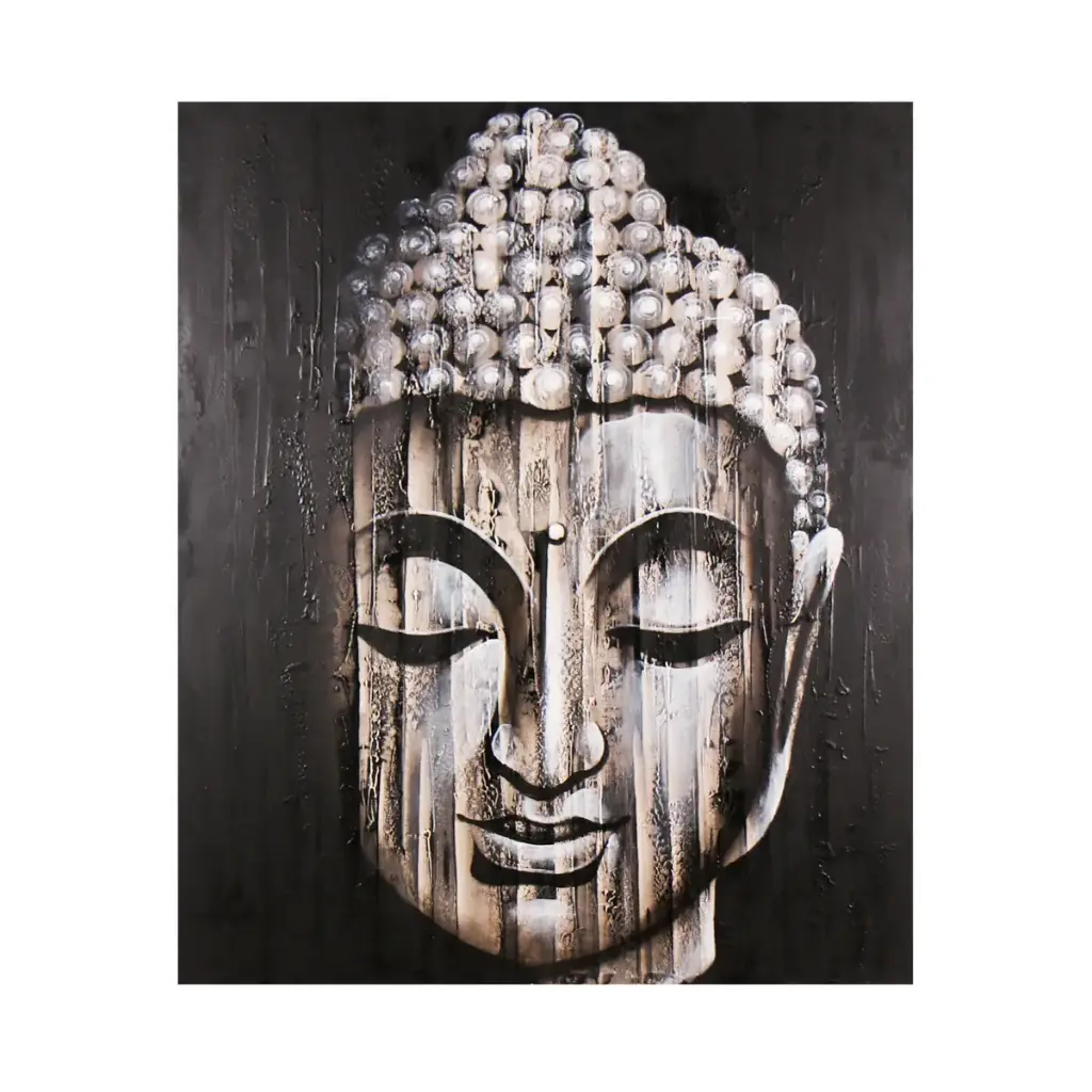 Peinture "Buddha" - Gris - 120 x 100 x 4 cm