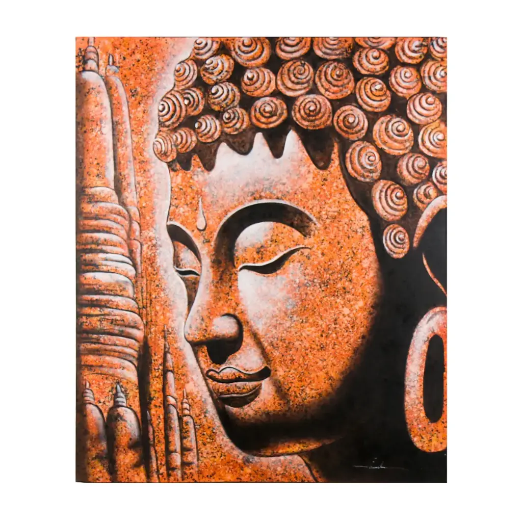 Peinture "Buddha" - Orange - 120 x 100 x 4 cm