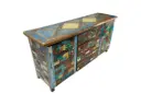 Buffet marqueté et sculpté - 2 portes, 4 tiroirs - 91 x 180 x 51 cm