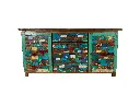 Buffet marqueté et sculpté - 2 portes, 4 tiroirs - 90 x 180 x 50 cm