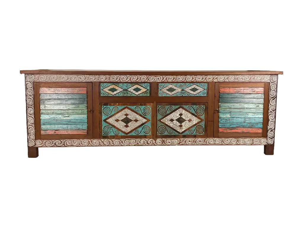 Buffet sculpté - 4 portes, 2 tiroirs - 85 x 250 x 65 cm