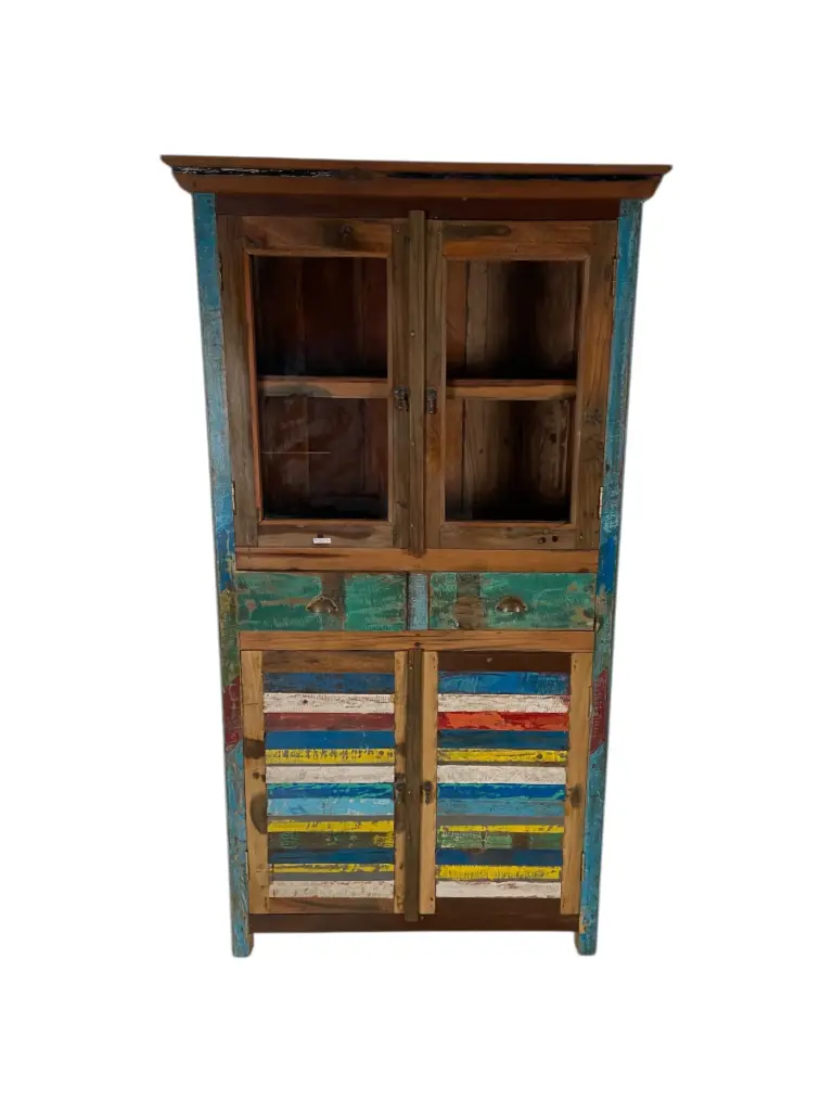 Étagère vitrine - 4 portes, 2 tiroirs - 181 x 99 x 50 cm