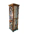 Armoire Colonne marquetée - 2 portes, 2 tiroirs - 200 x 64 x 55 cm