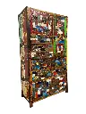 Armoire marquetée et sculptée - 9 tiroirs, 2 portes - 180 x 102 x 45 cm